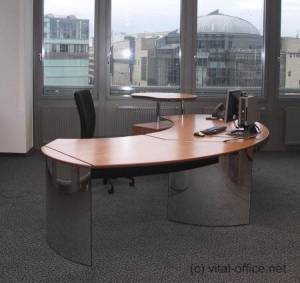 circon executive classic - Chefschreibtisch - Hochglanz Chrom mit Schweizer Birnbaum